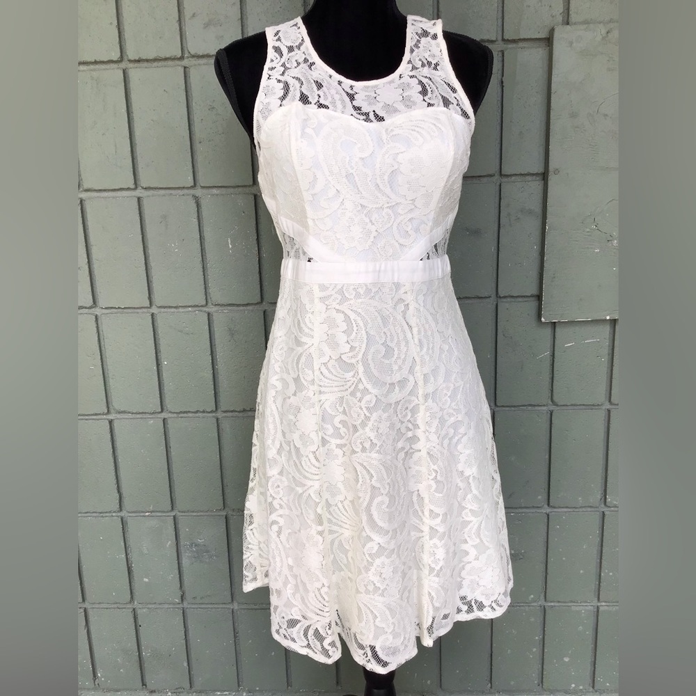 White Lace Dress by American Rag Cie 1984 Vintage, Women Size Small